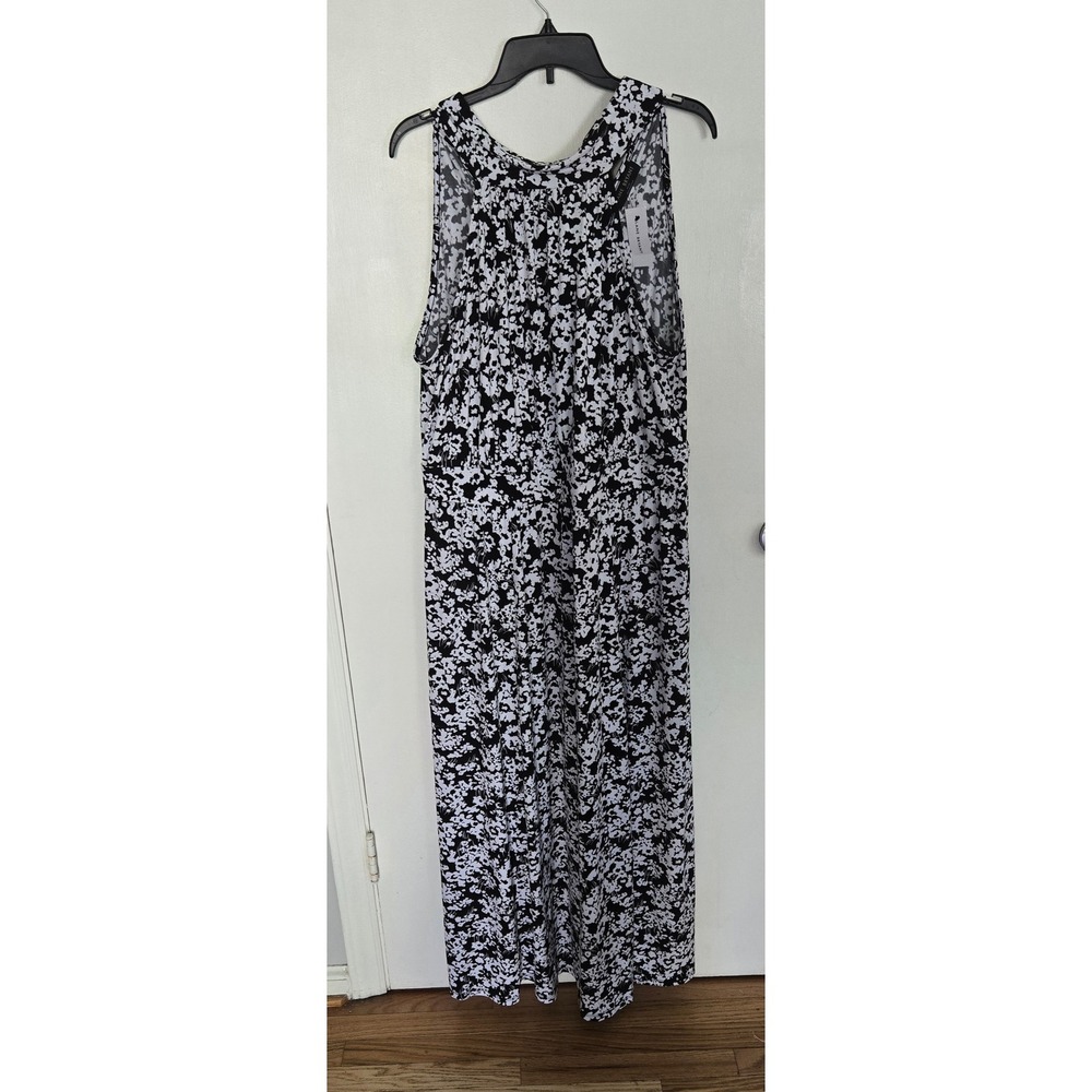 Lane Bryant Black White Floral Maxi Dress Sleeveless Tie Back Size 18/20‎ NEW